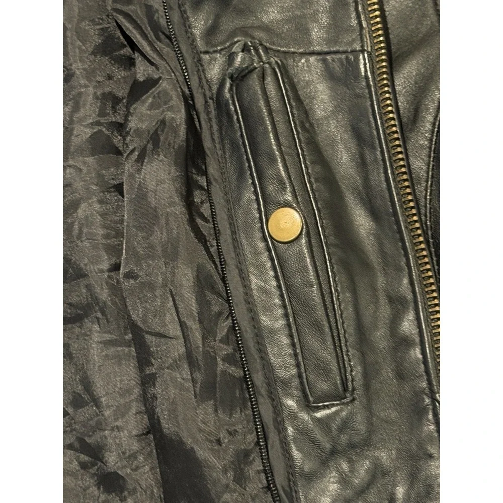 Budweiser Vintage Black Leather Embroidered Jacket Mens XL